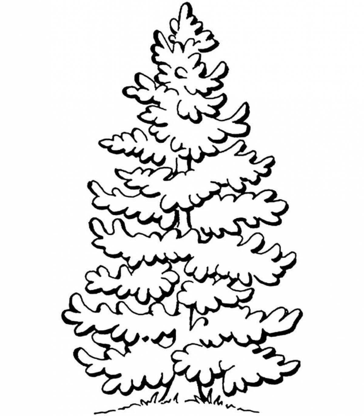 Amazing coloring Christmas tree outline