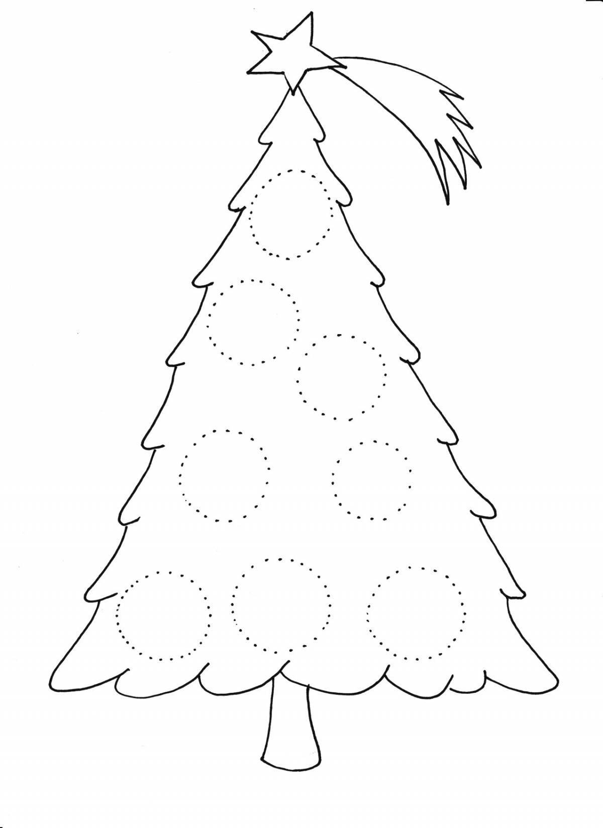 Glowing coloring christmas tree outline