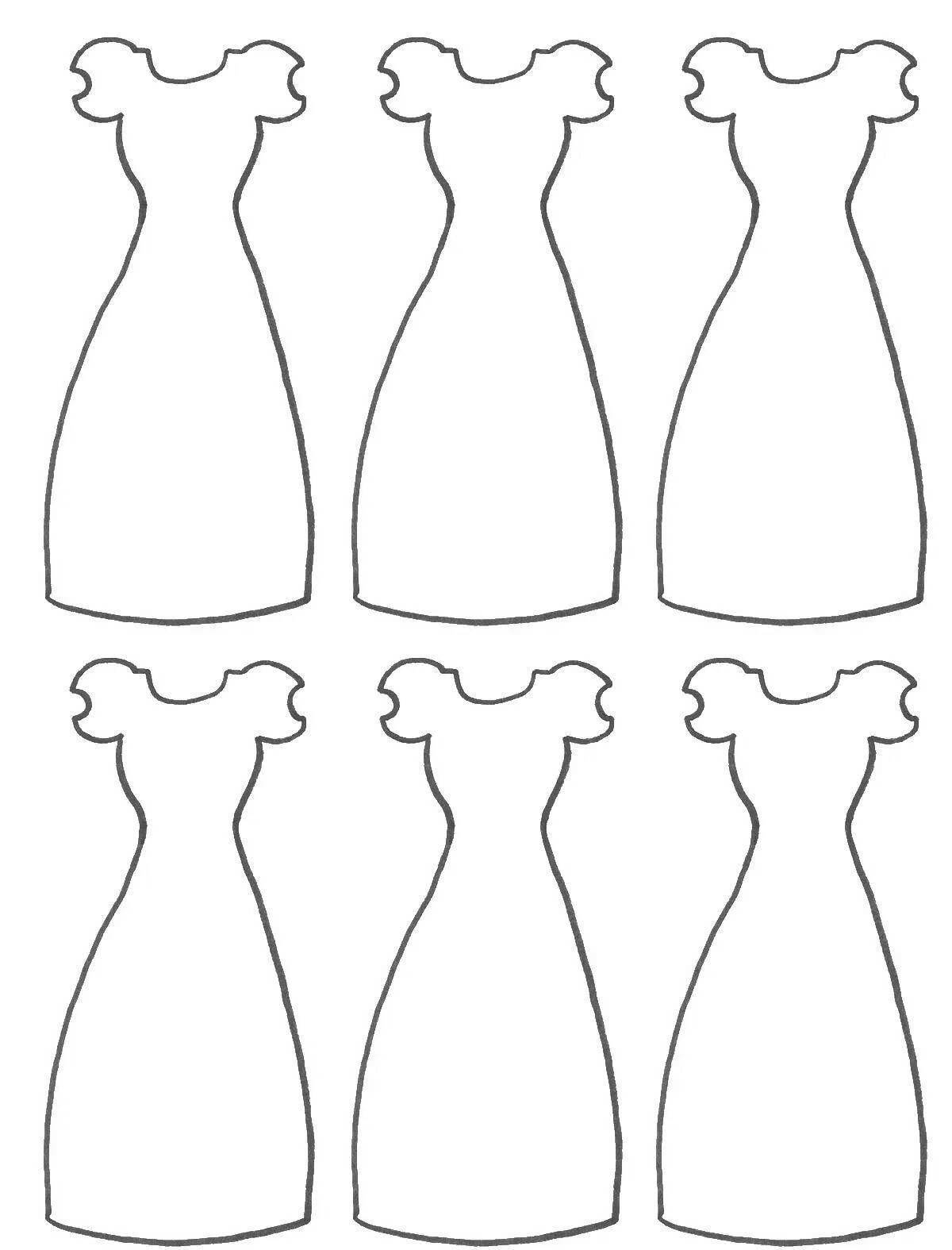Coloring page with bright dress pattern