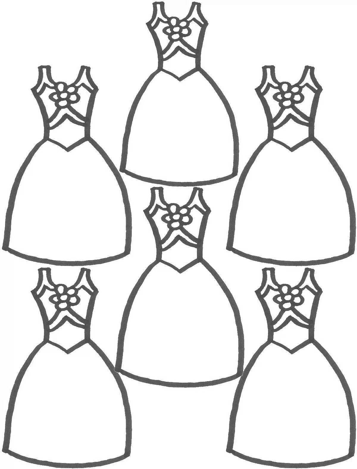Coloring page with shining dress pattern