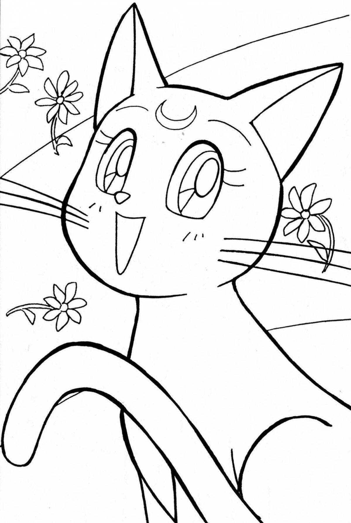 Charming anime kitty coloring book