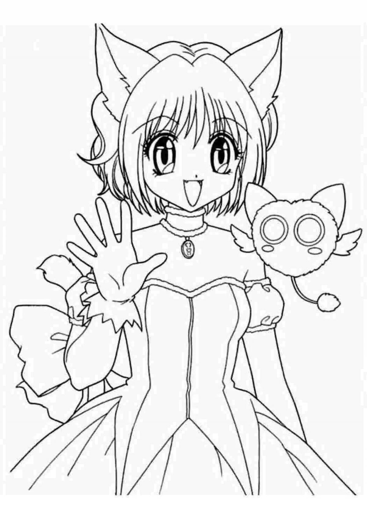 Kitty funny anime coloring book