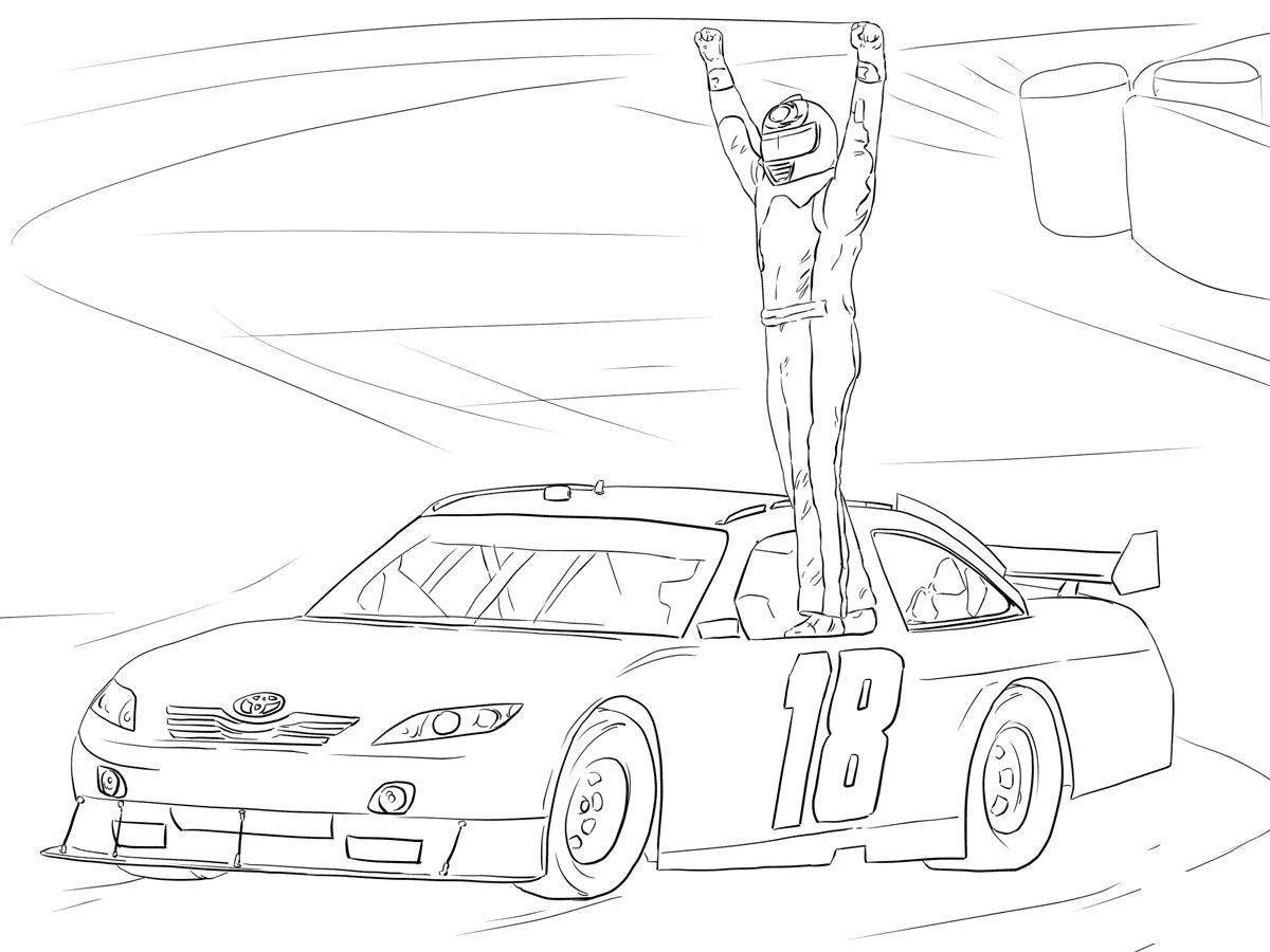 Dynamic race car coloring page