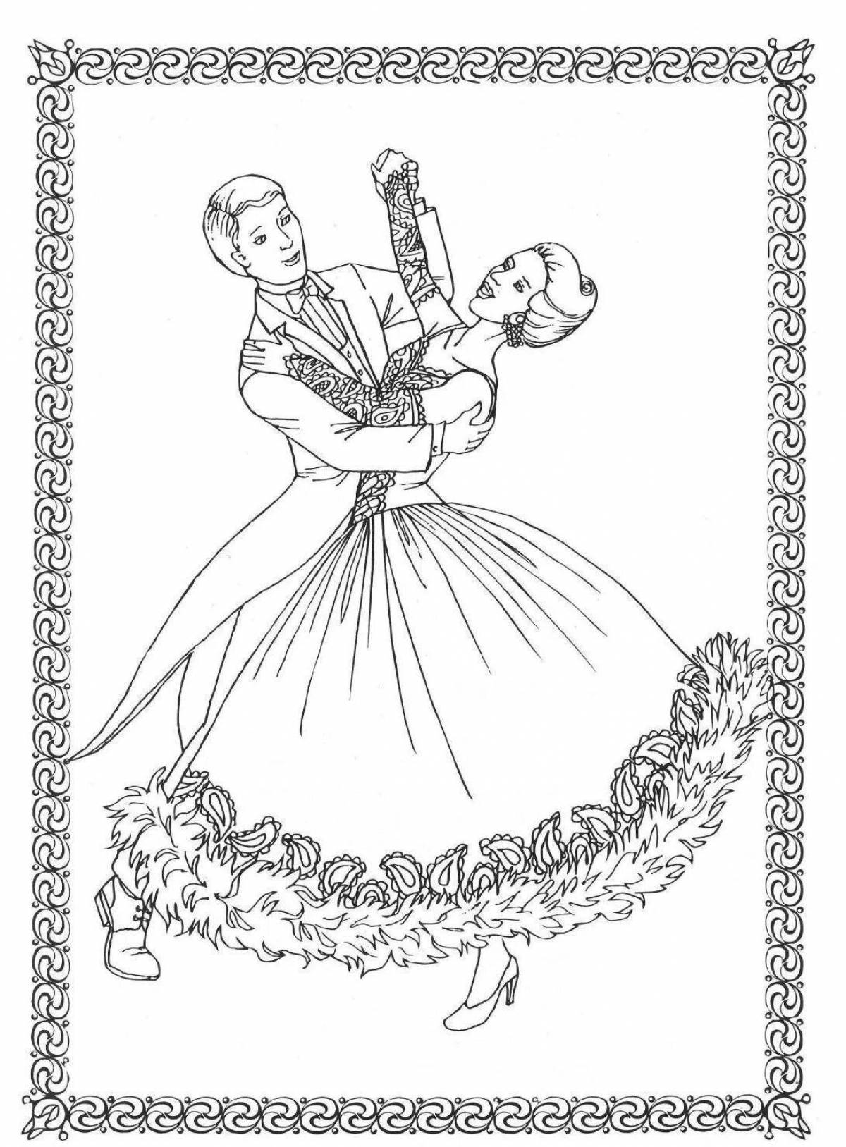 Coloring page festive polka dance
