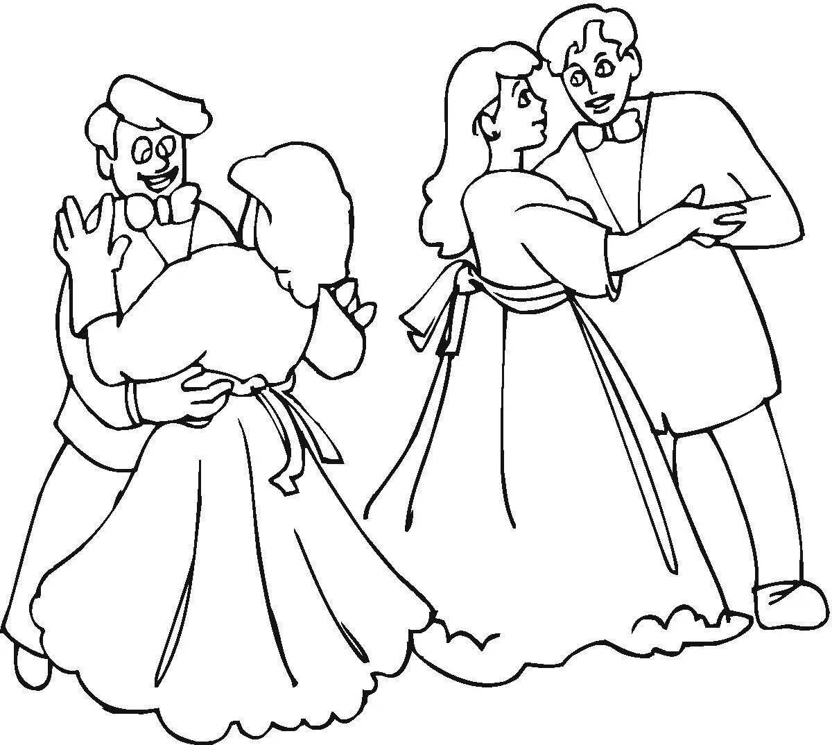 Coloring page playful polka dance