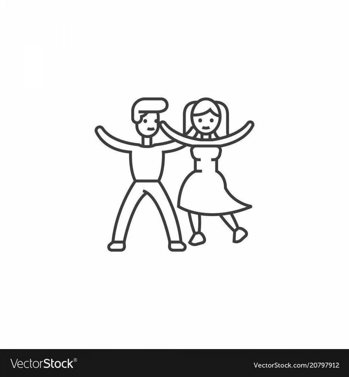 Coloring page funny polka dance