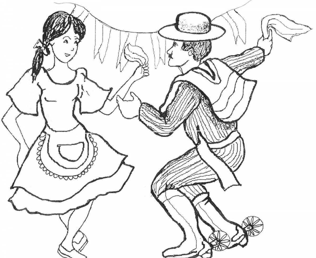 Exciting polka dance coloring book