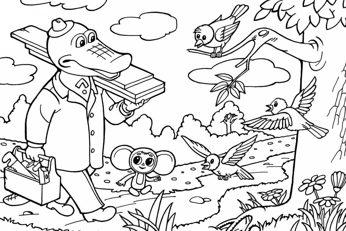 Alluring Cheburashka antistress coloring book