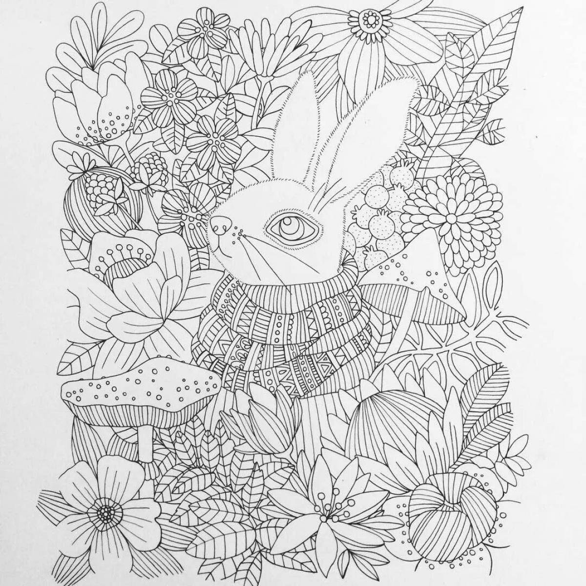 Blissful coloring page bunny antistress