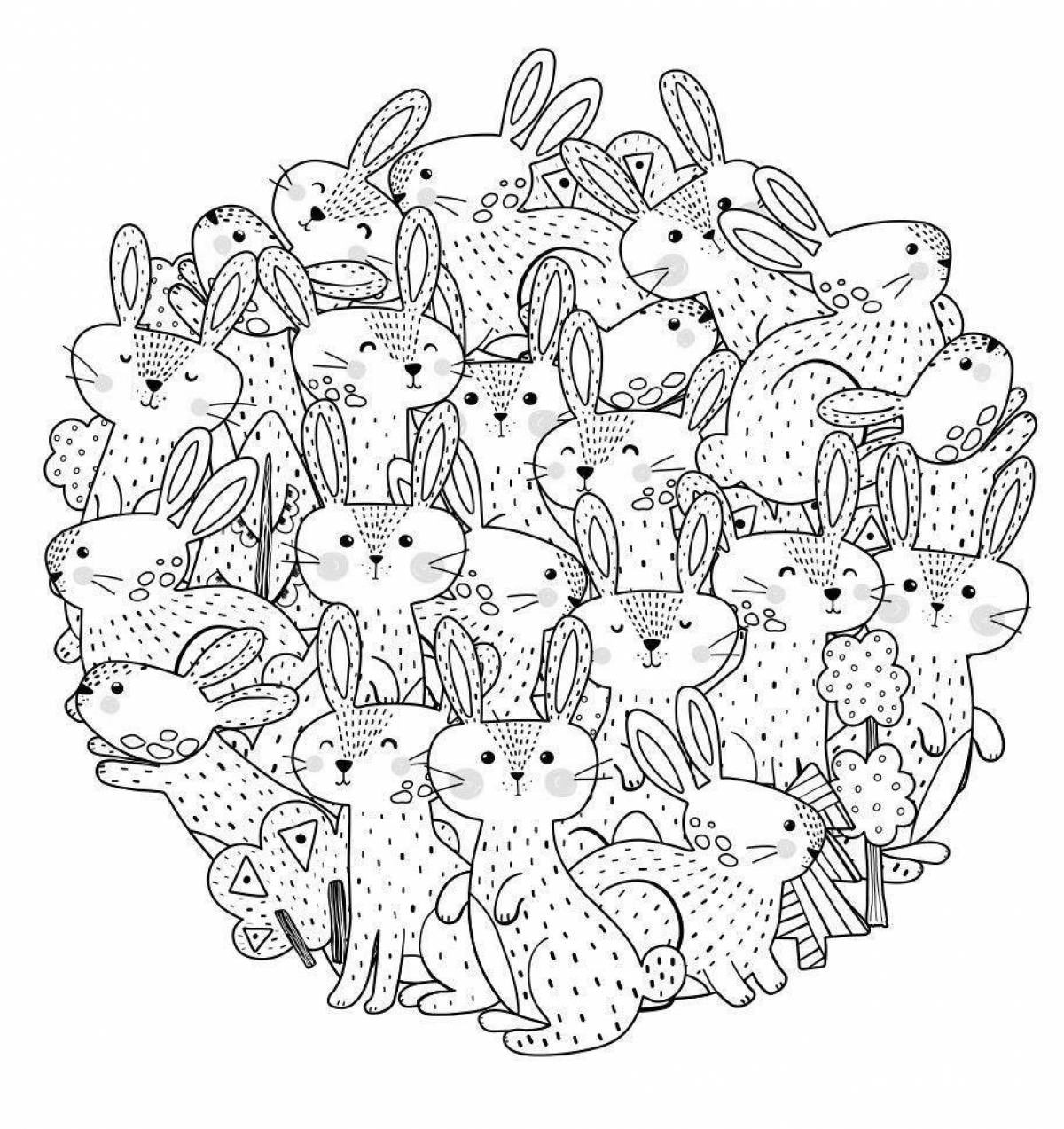 Happy coloring page bunny antistress