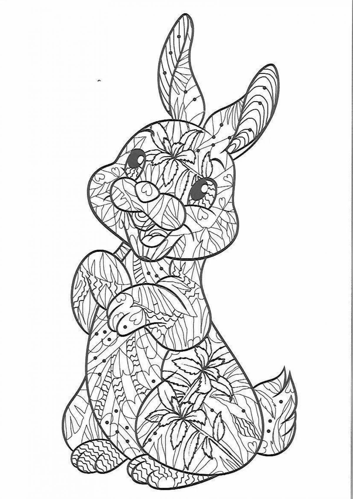 Забавная раскраска кролик антистресс