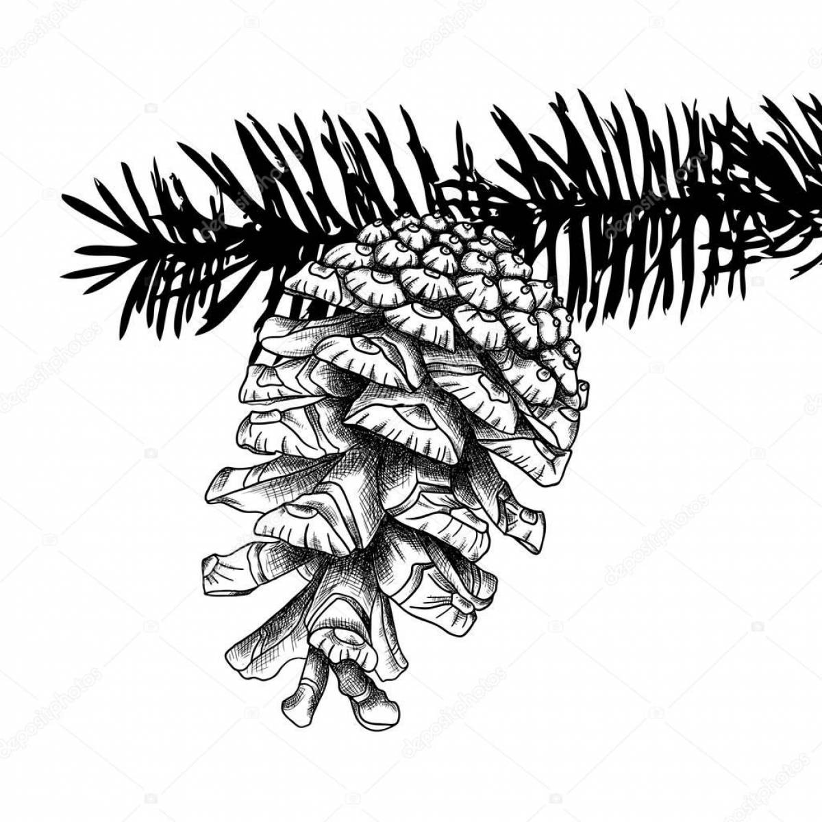Ornate fir cone coloring page