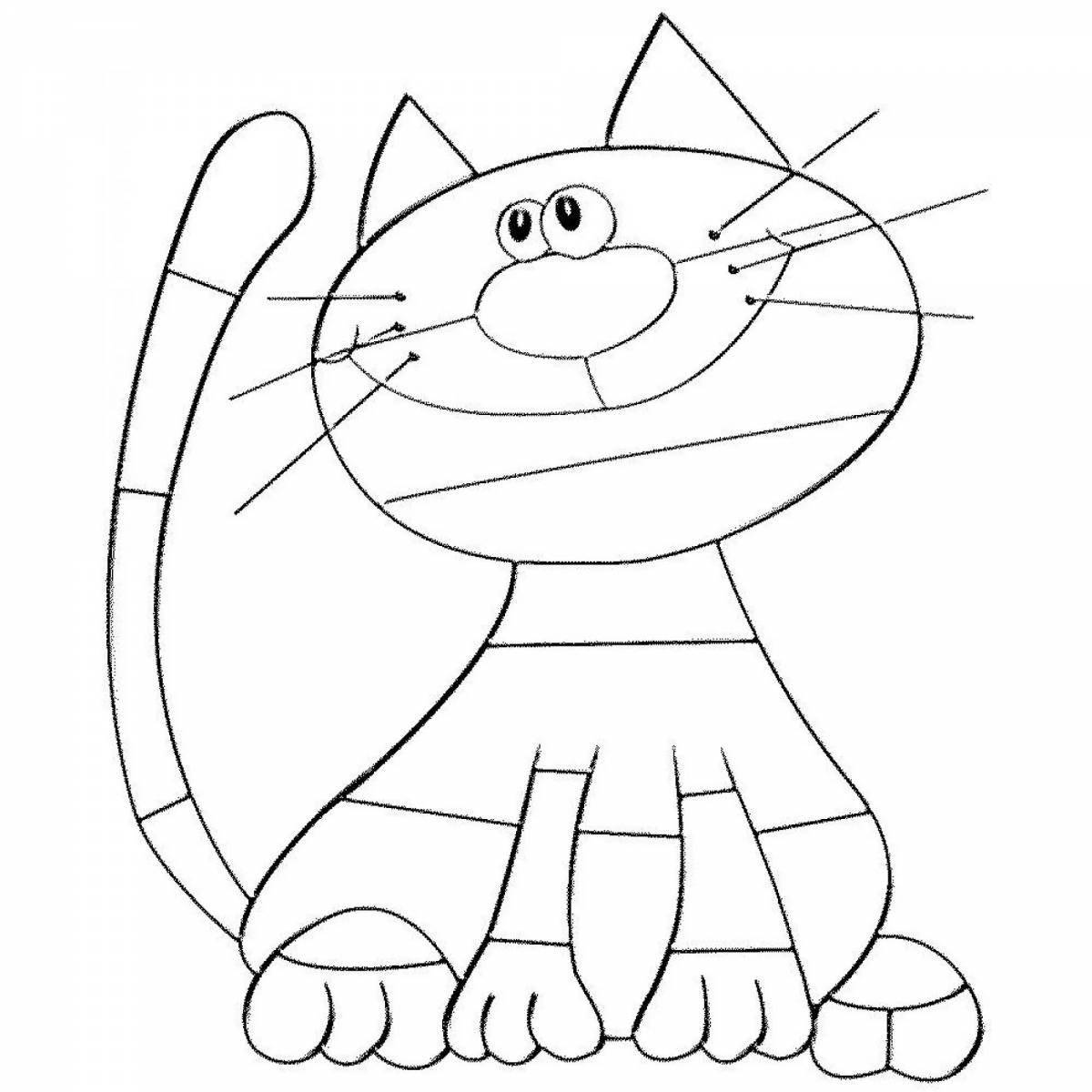 Coloring book playful cat