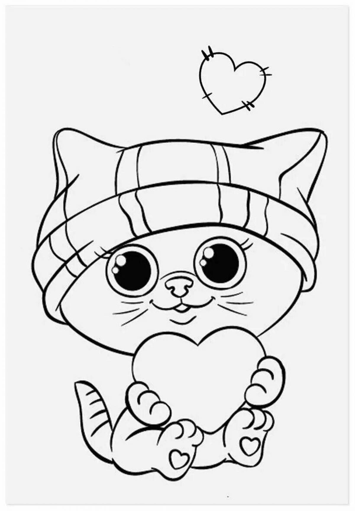Coloring page happy cat toy