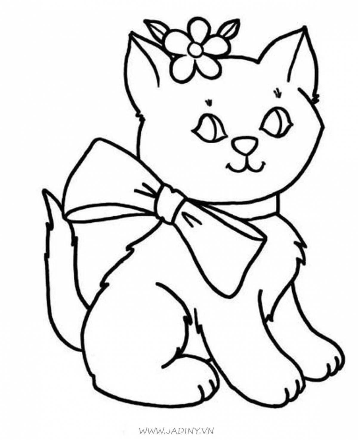Очаровательная игрушка-кошка раскраска