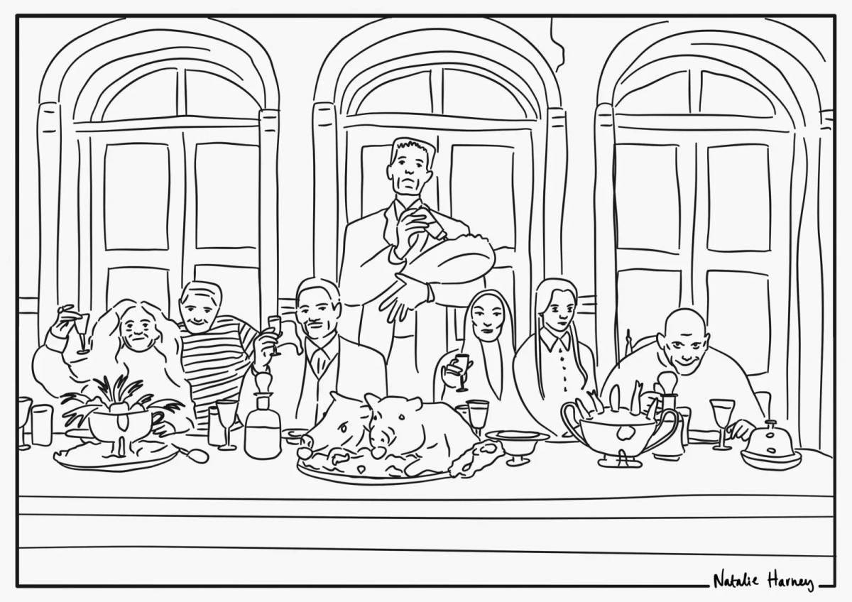 Colorful adams family coloring page