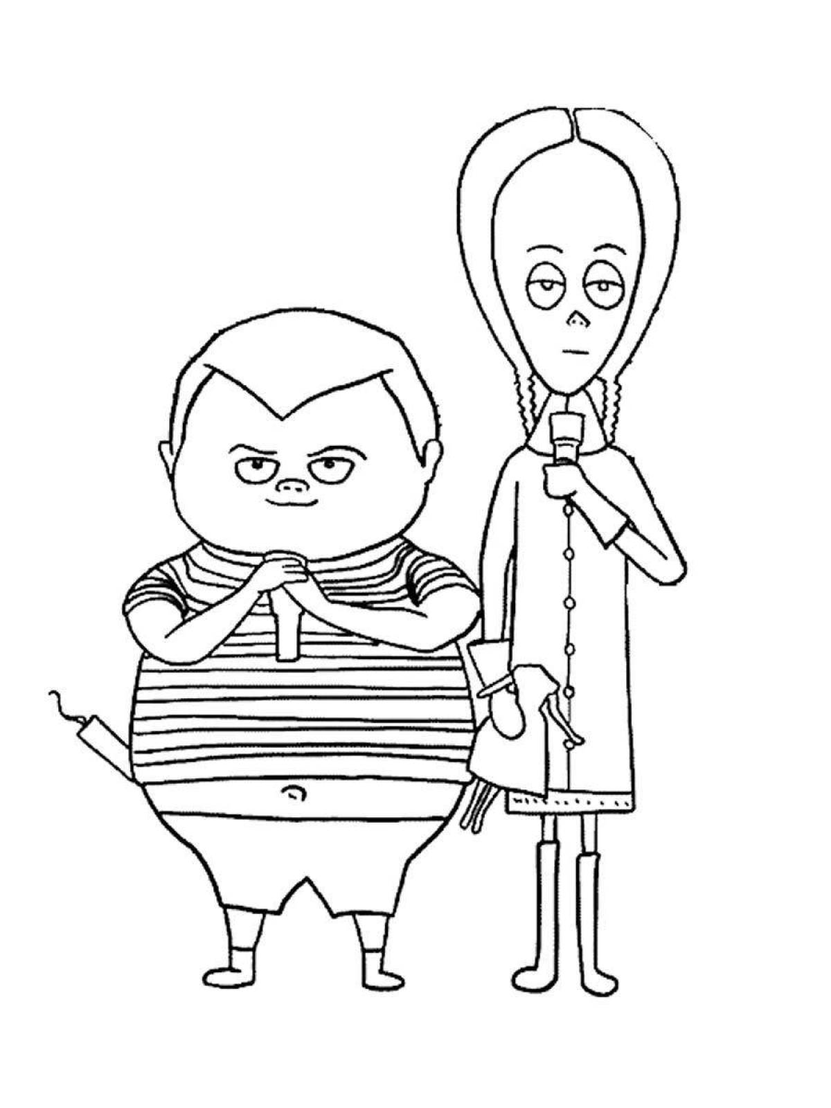 Playful adams family coloring page
