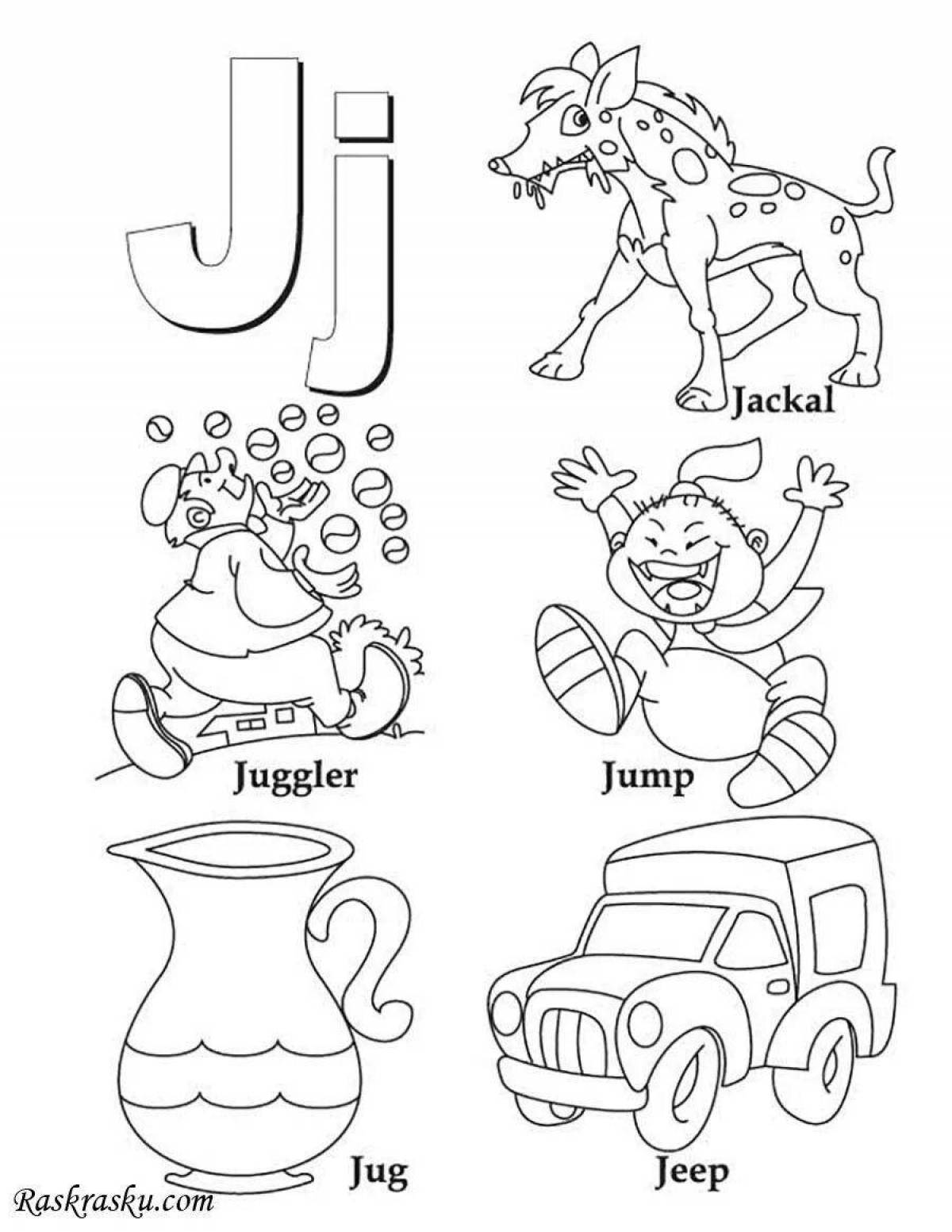 Coloring book funny letter j
