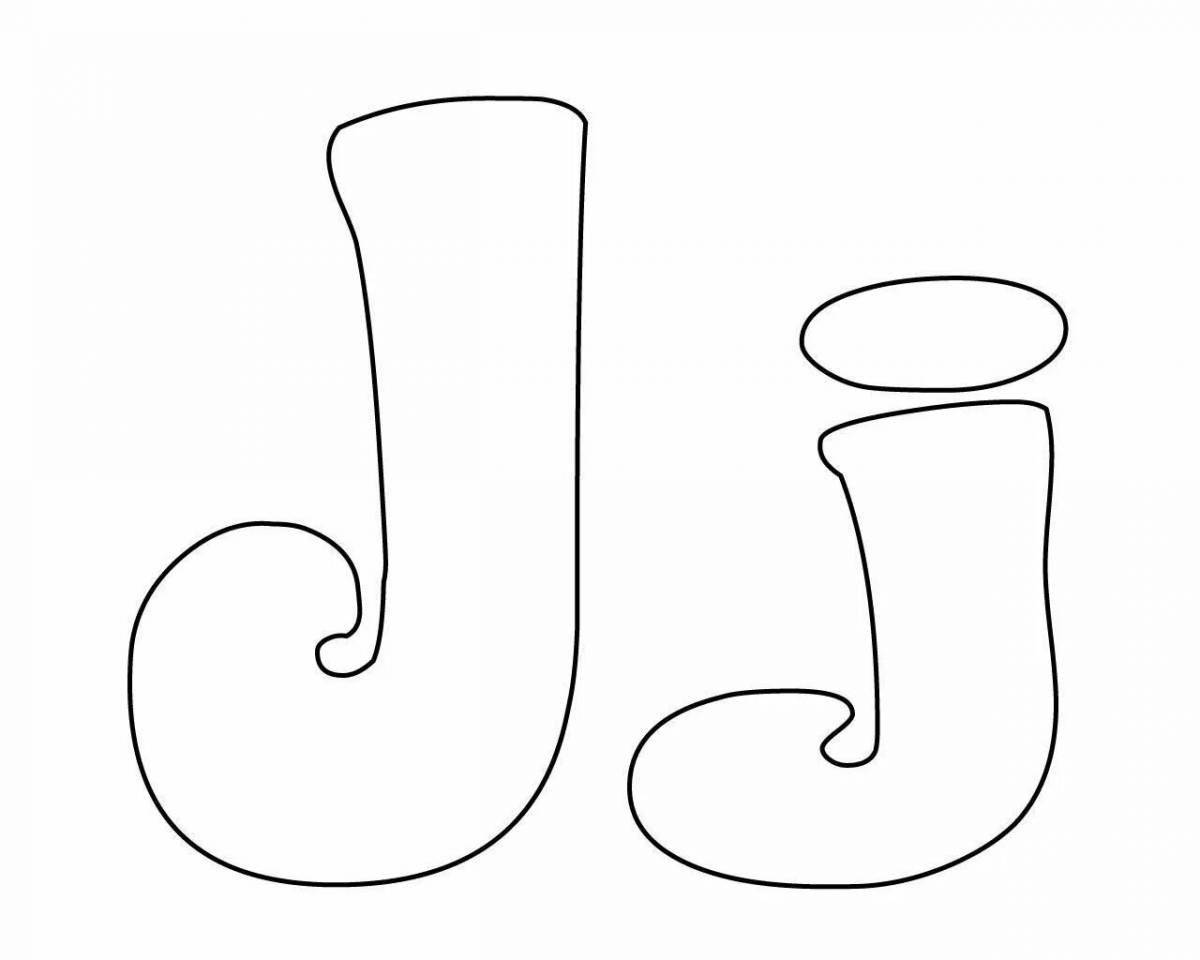 Glittering letter j coloring page