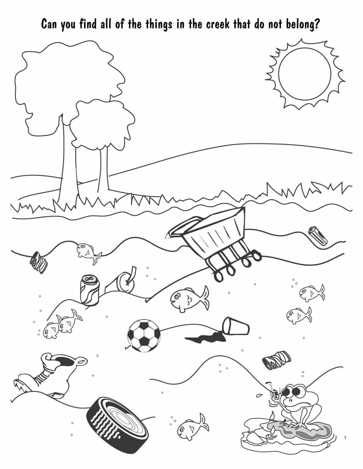 Photo Intricate water pollution coloring book