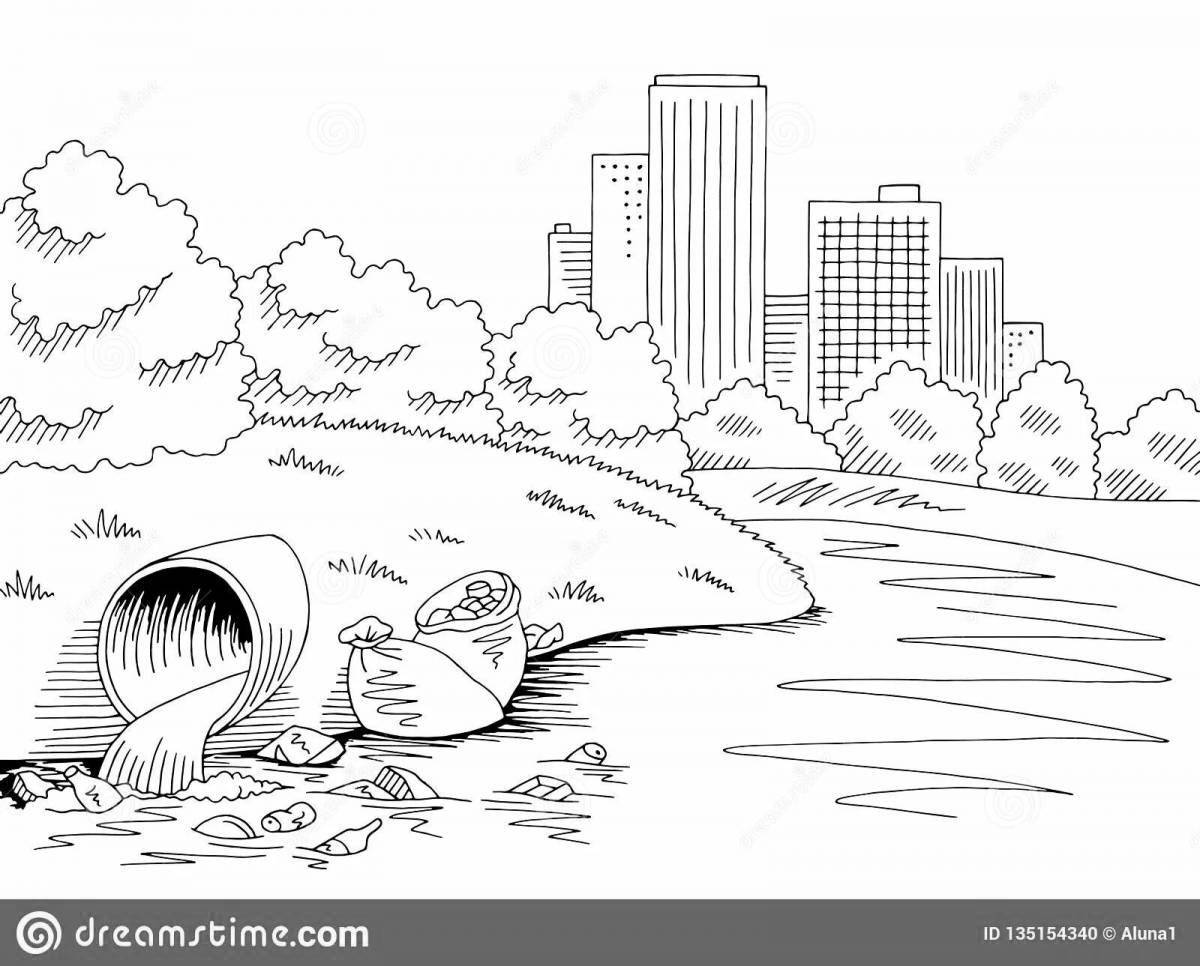 Awesome Water Pollution Coloring Page