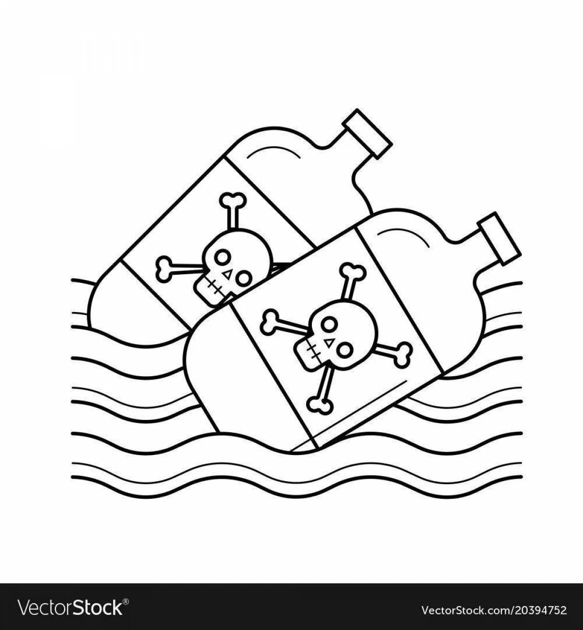 Unique water pollution coloring page