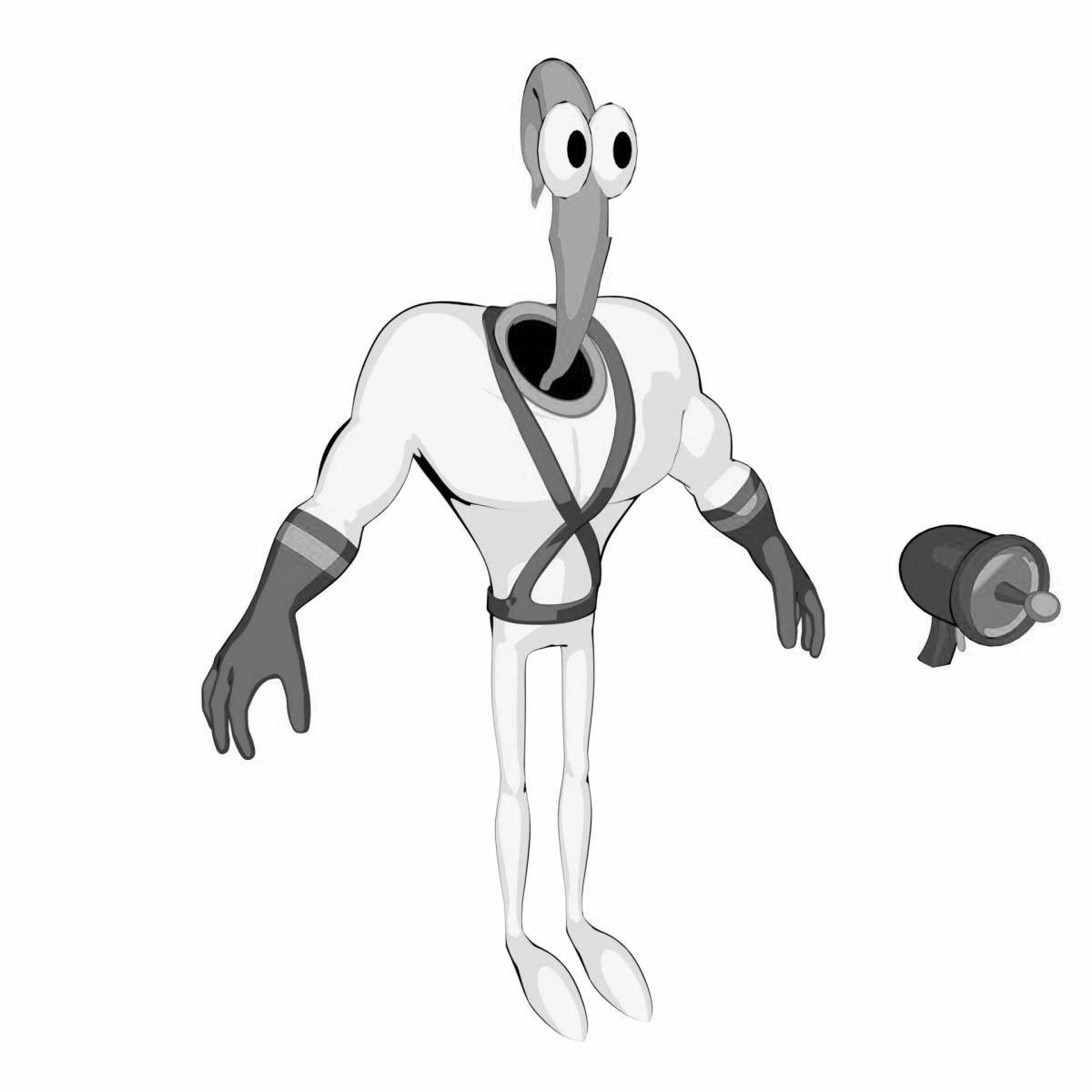 Coloring page playful worm jim