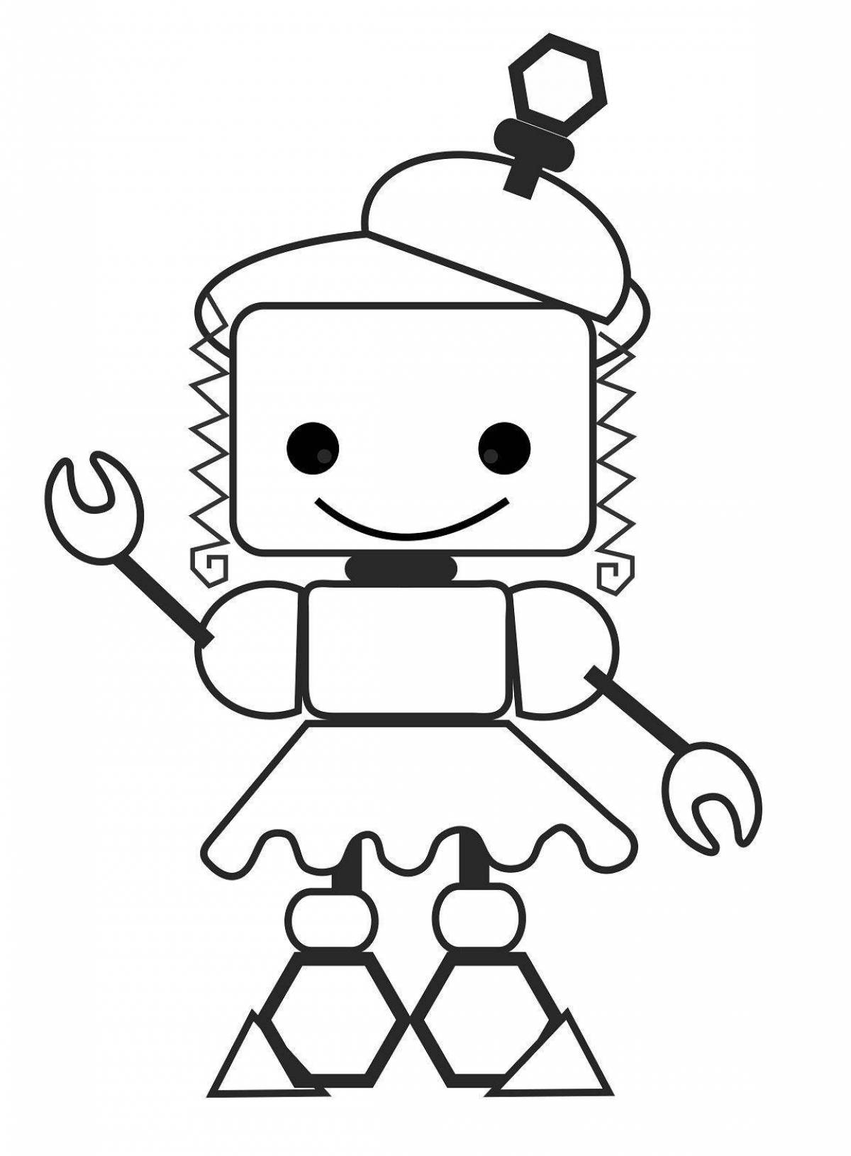 Colorful robot girl coloring page