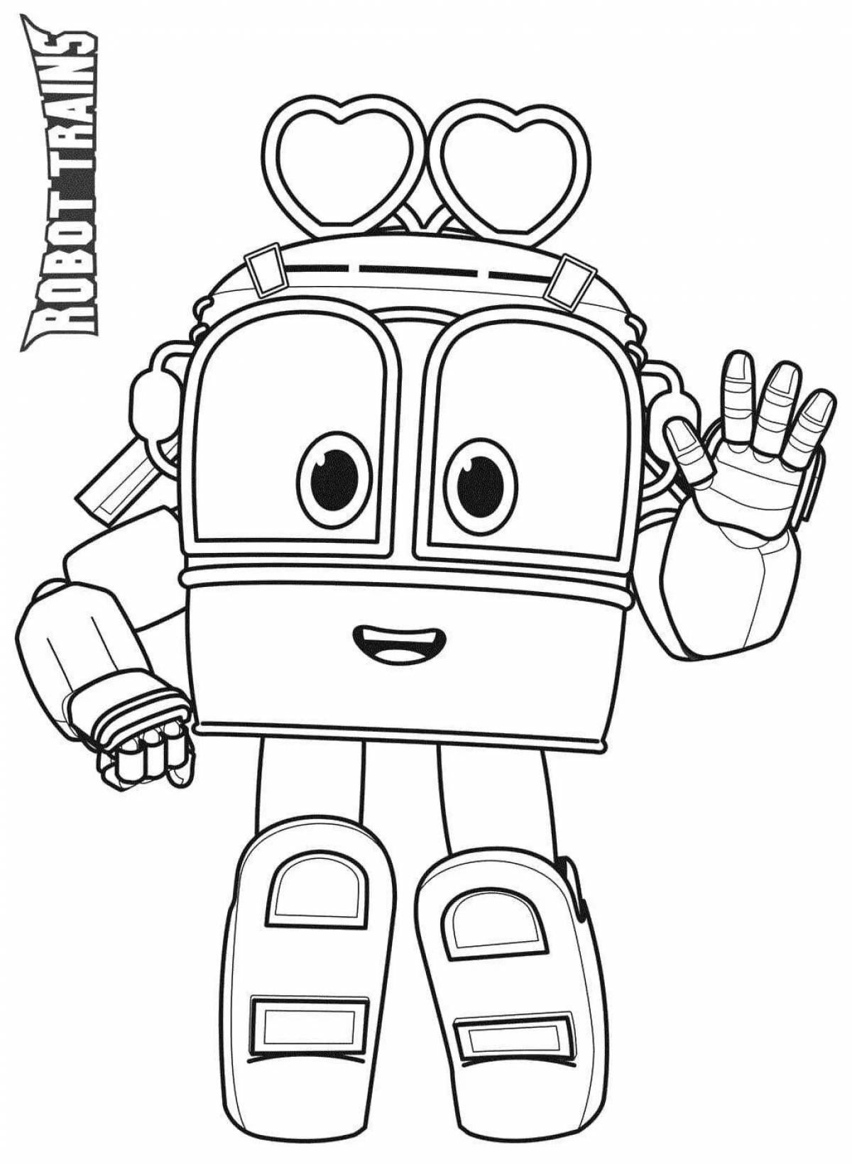 Cute robot girl coloring book