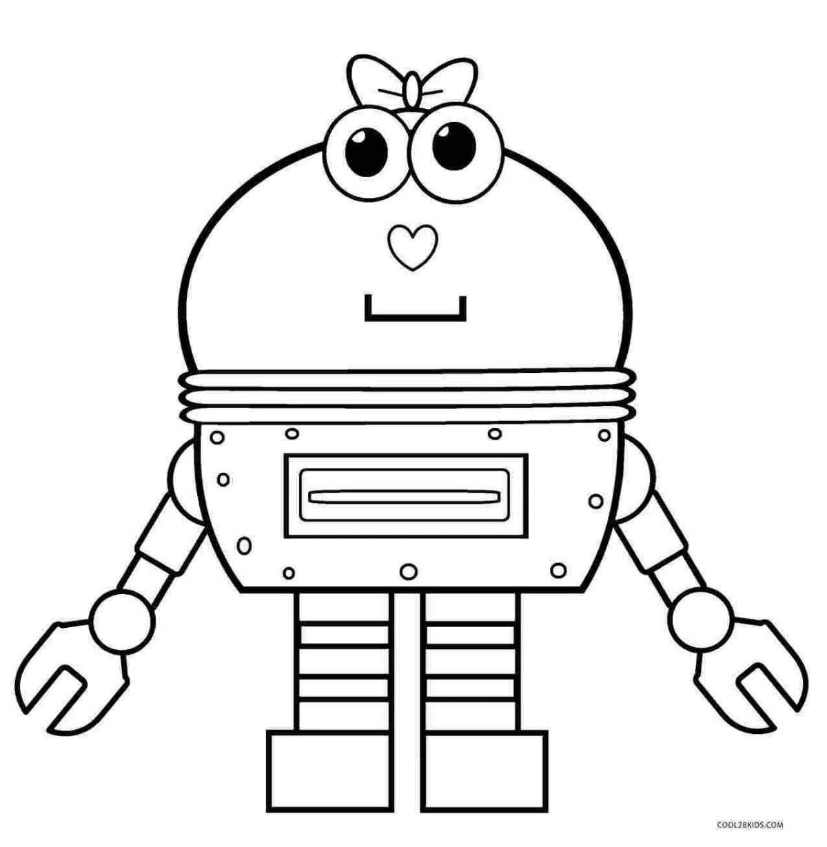 Coloring book shining robot girl