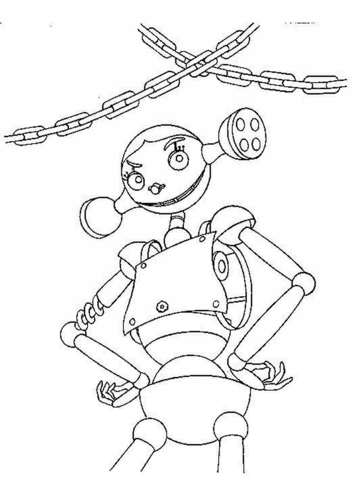 Energetic robot girl coloring book