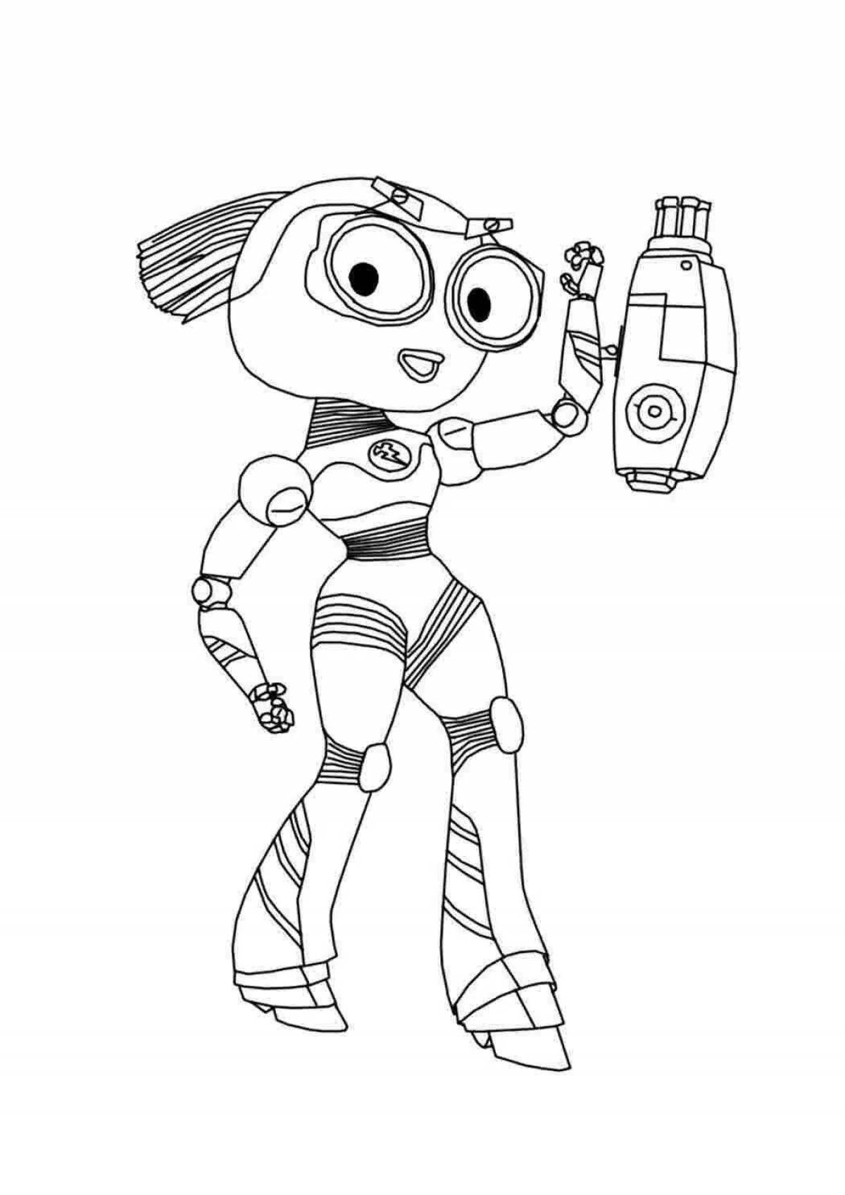 Раскраска динамичная девушка-робот