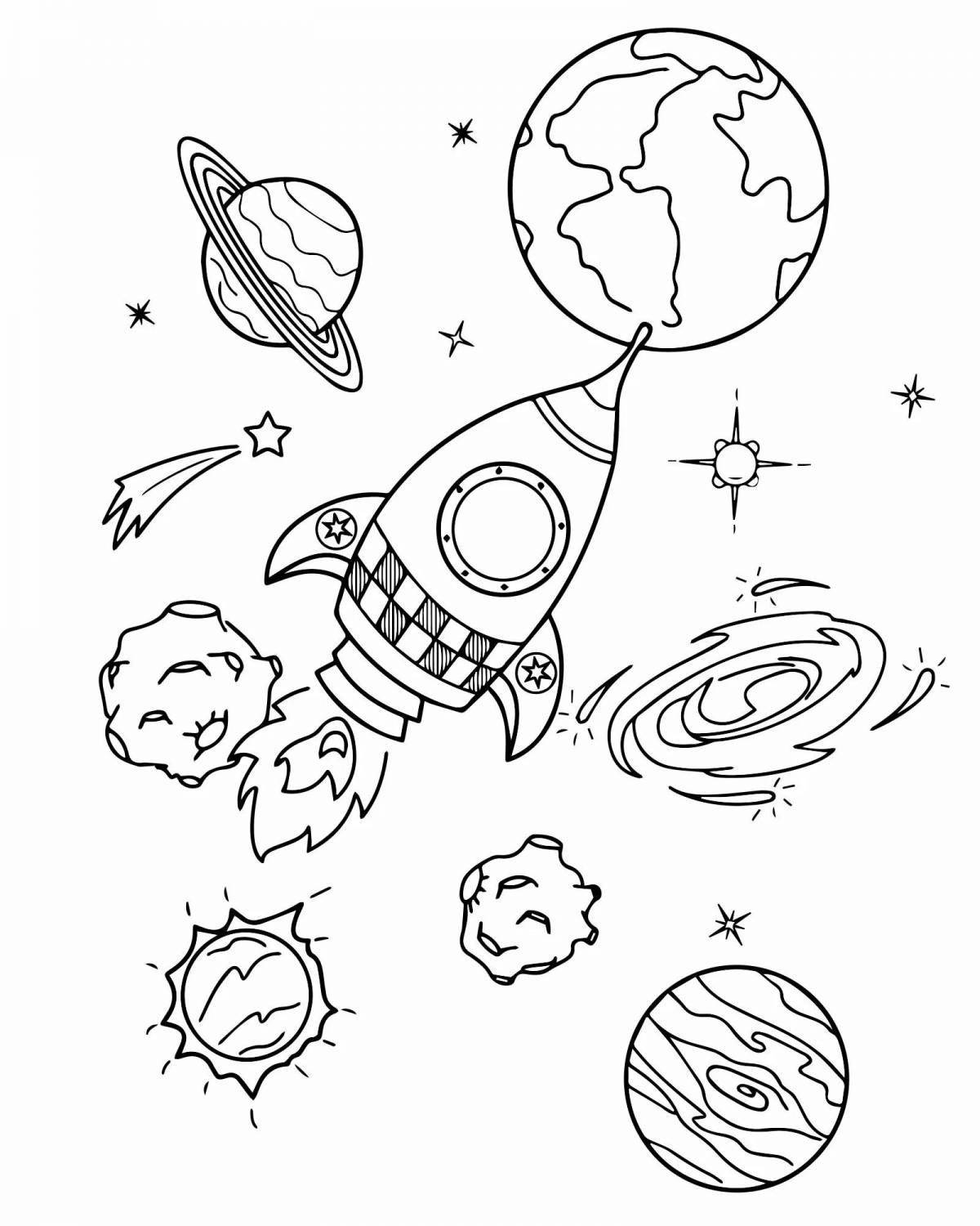 Glitter space coloring book