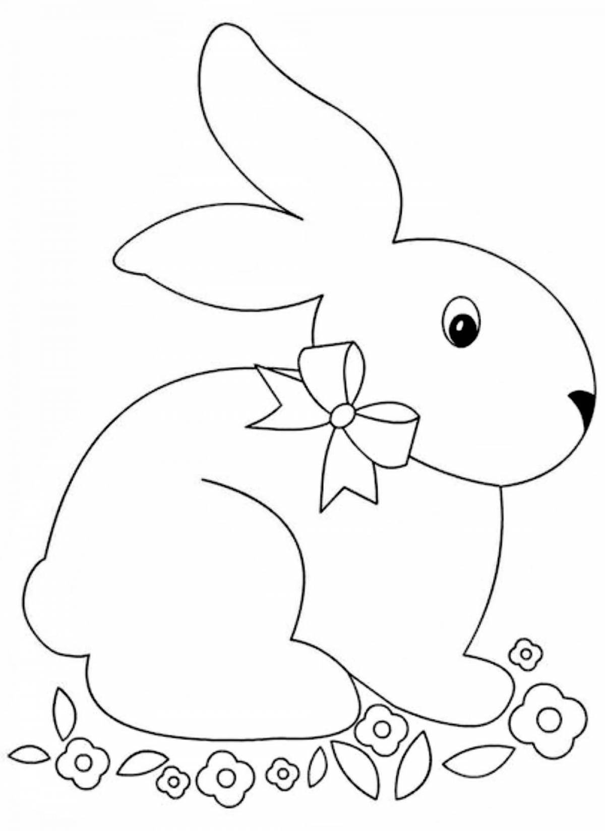 Joyful rabbit coloring page template
