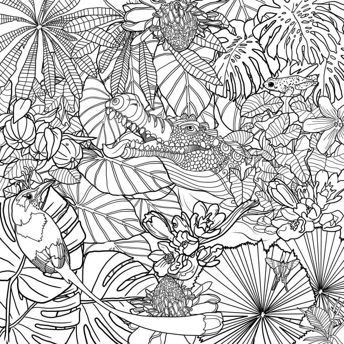 Colorful Antistress Jungle Coloring Book