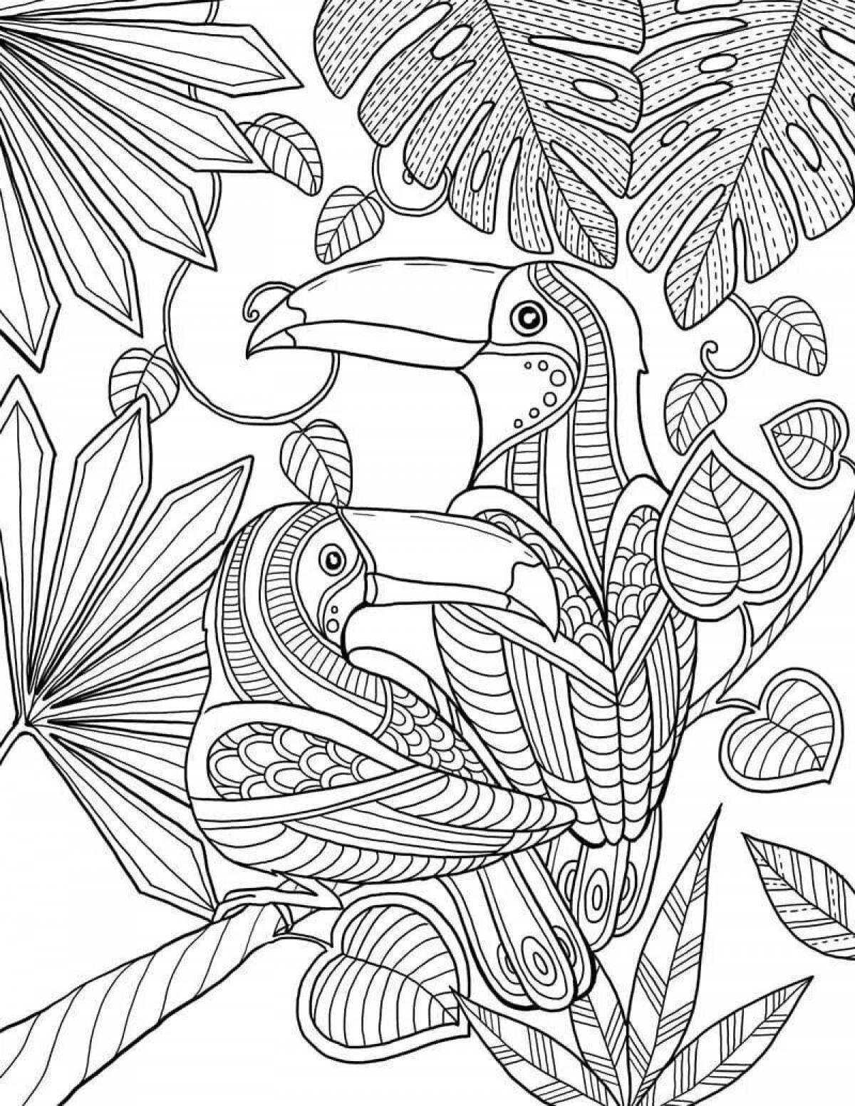 Bright Antistress Jungle Coloring Pages