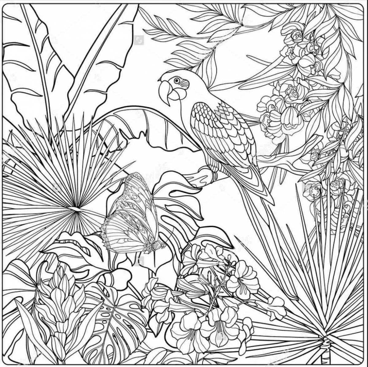 Inviting jungle antistress coloring book