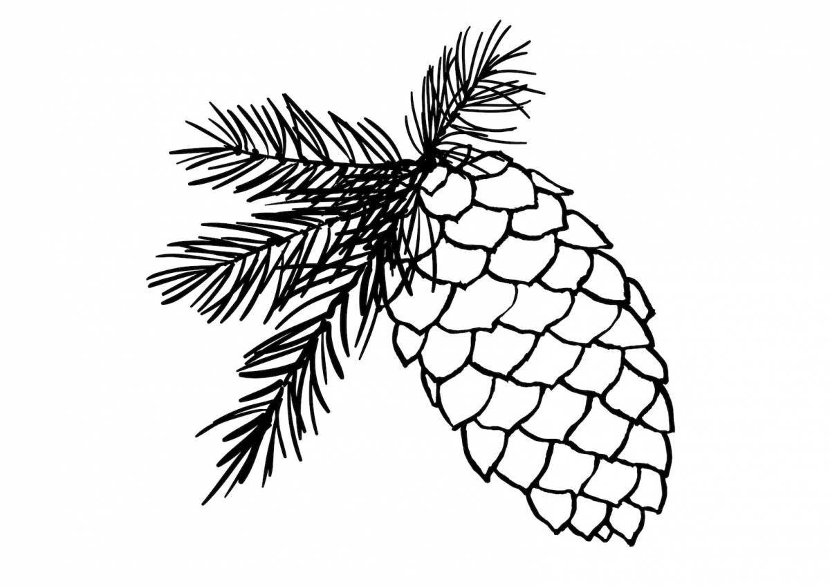 Coloring page dramatic spruce branch