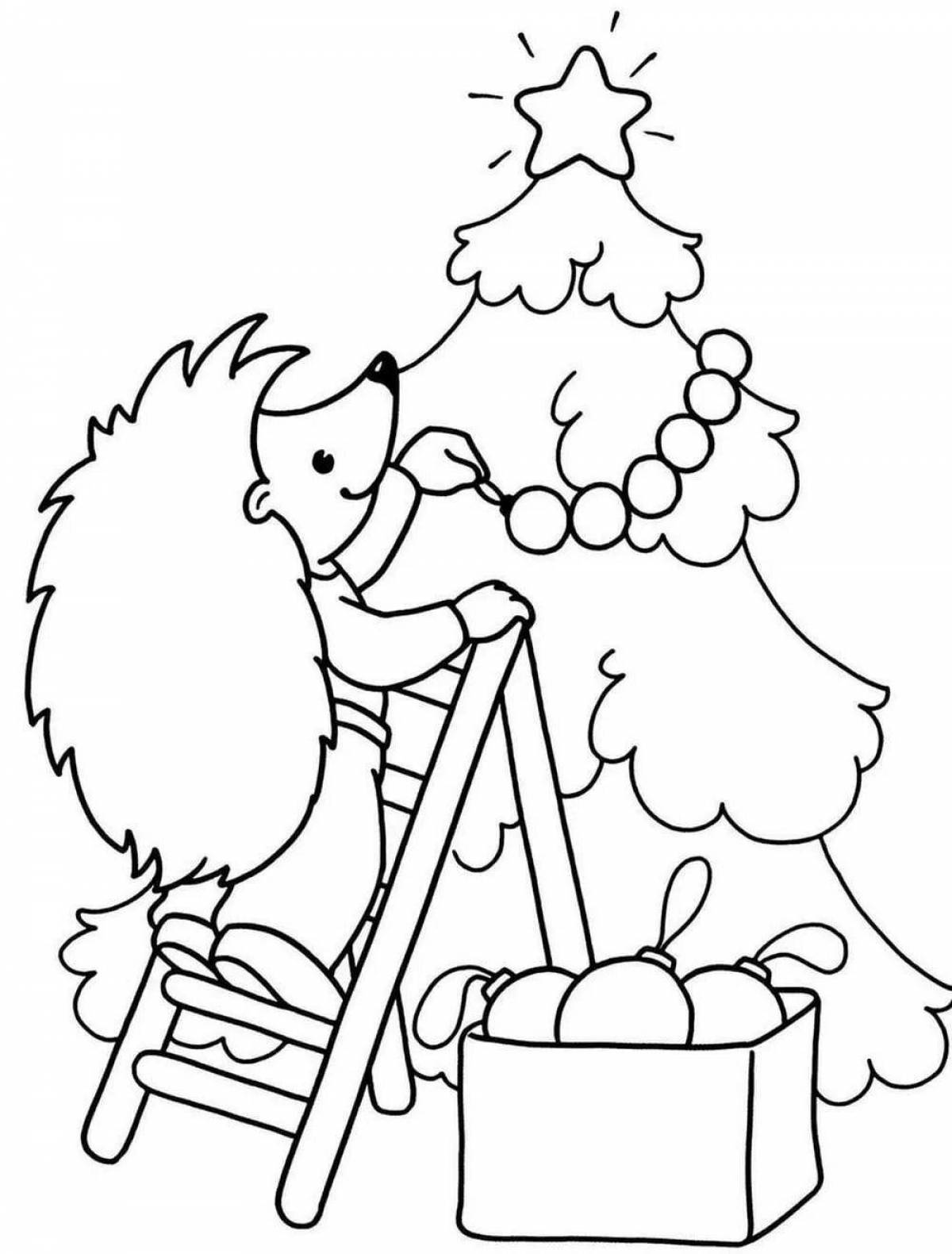 Holiday coloring hedgehog new year