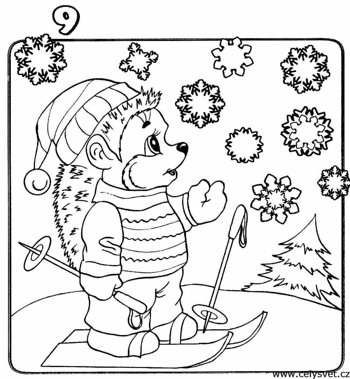 Charming coloring hedgehog new year