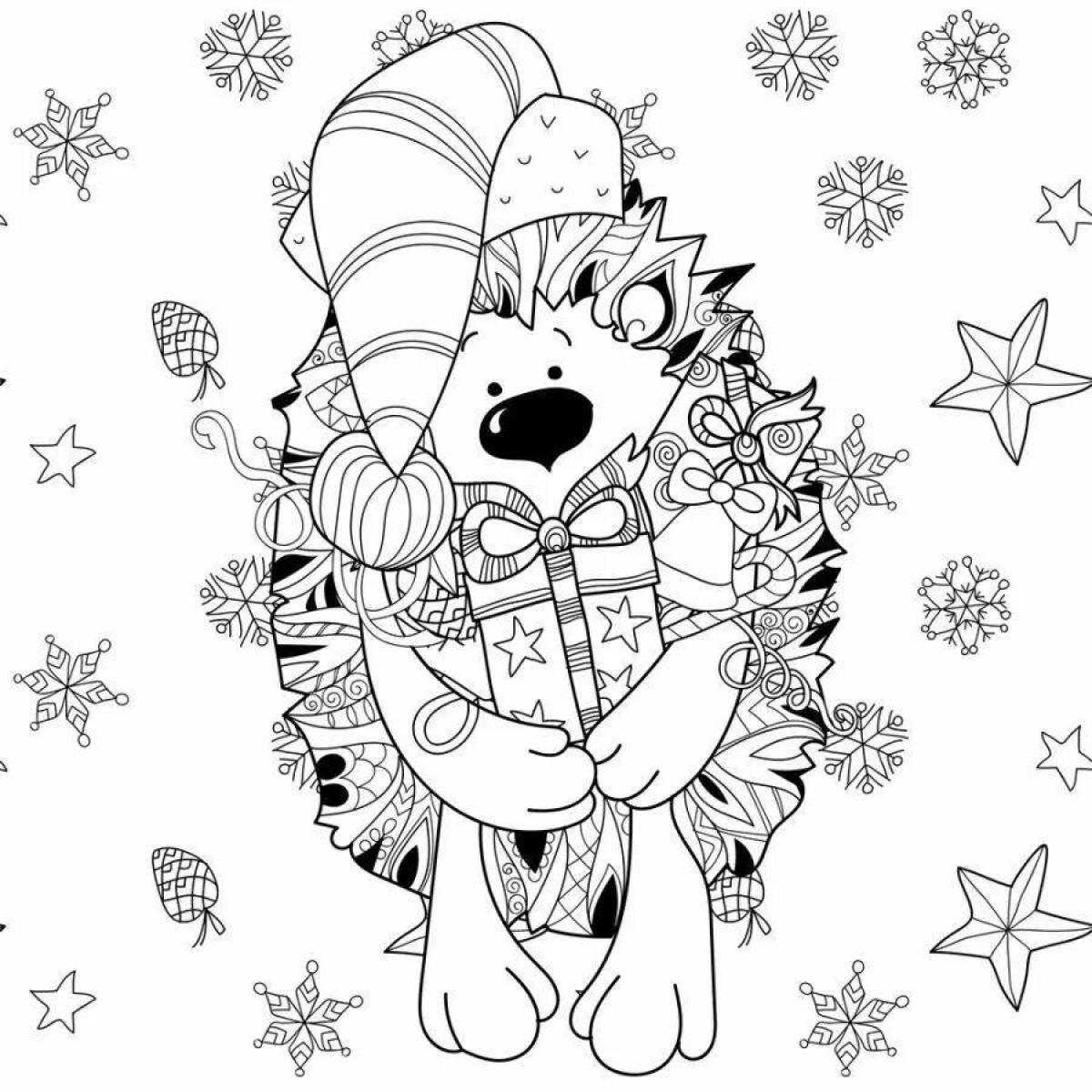 Fairy coloring hedgehog new year