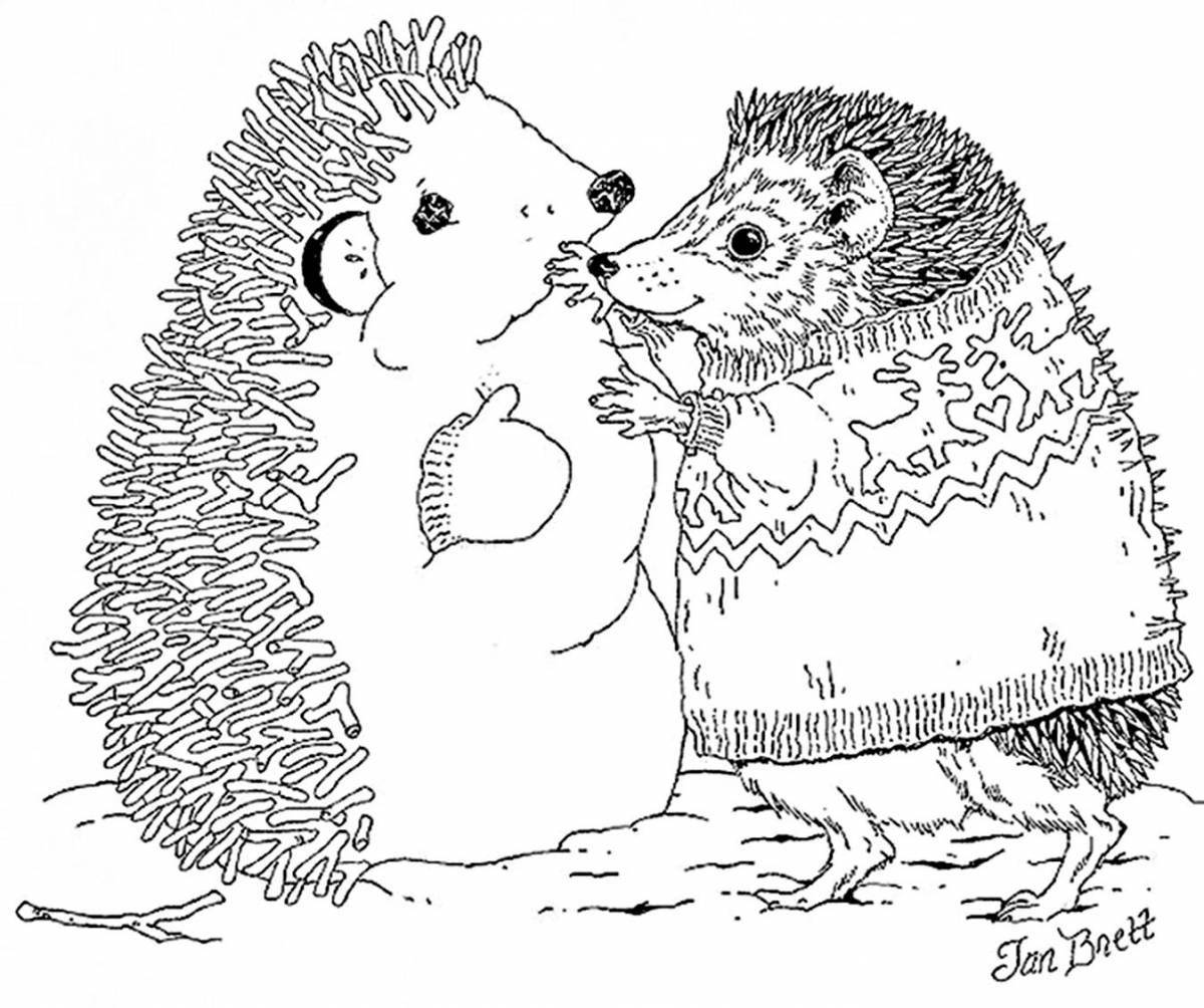 Exquisite coloring hedgehog new year