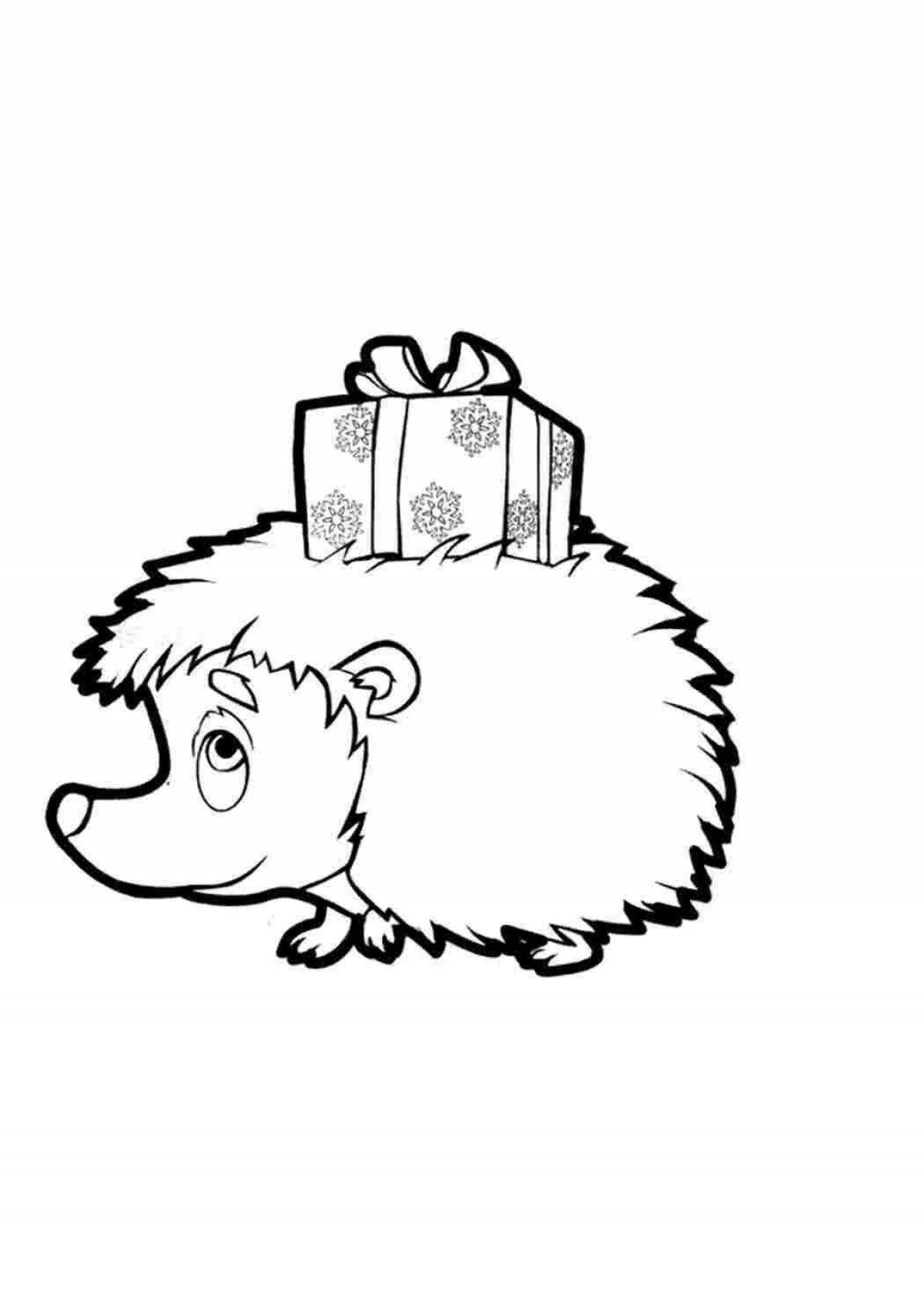 Fancy coloring hedgehog new year