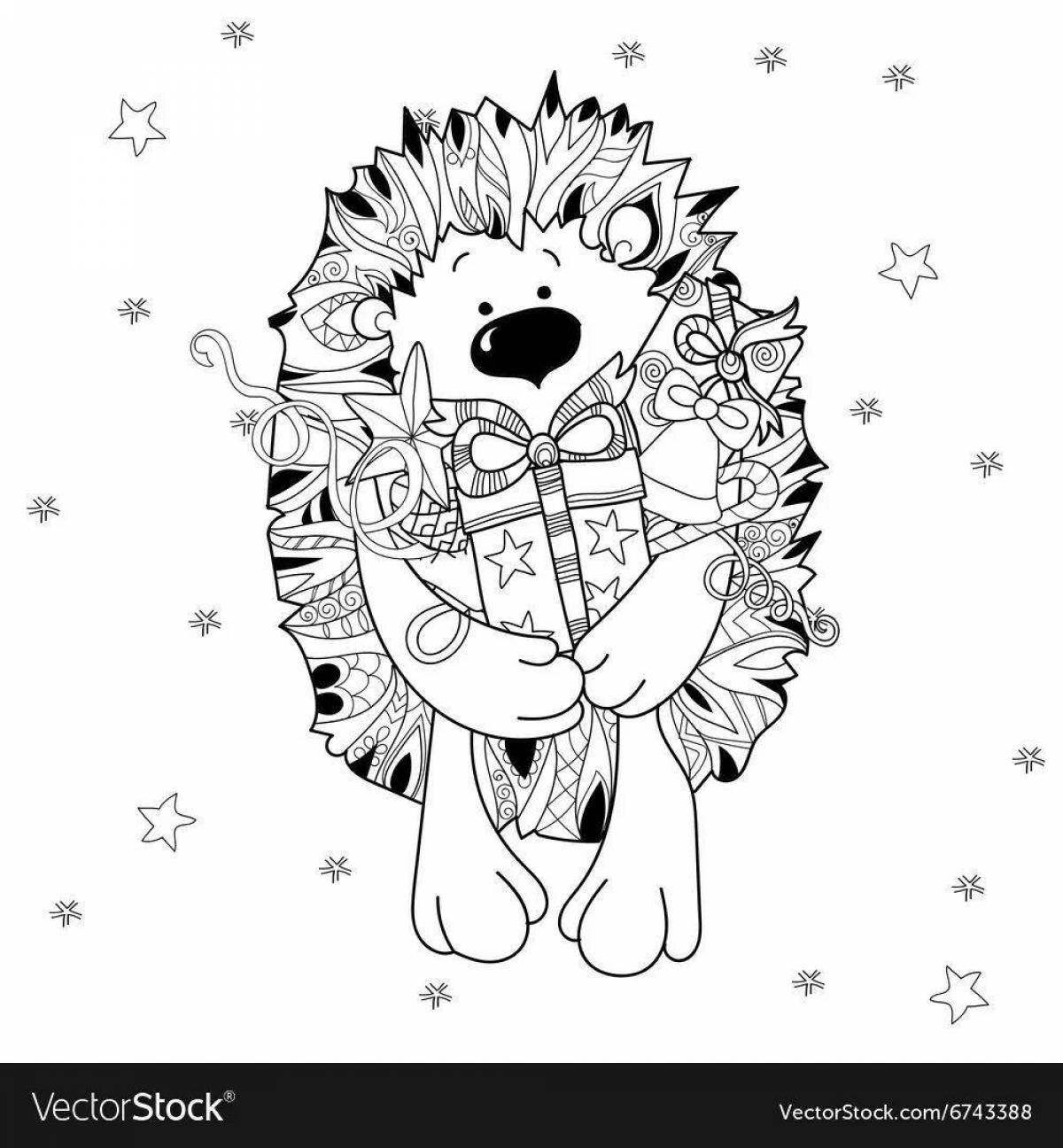 Great coloring hedgehog new year