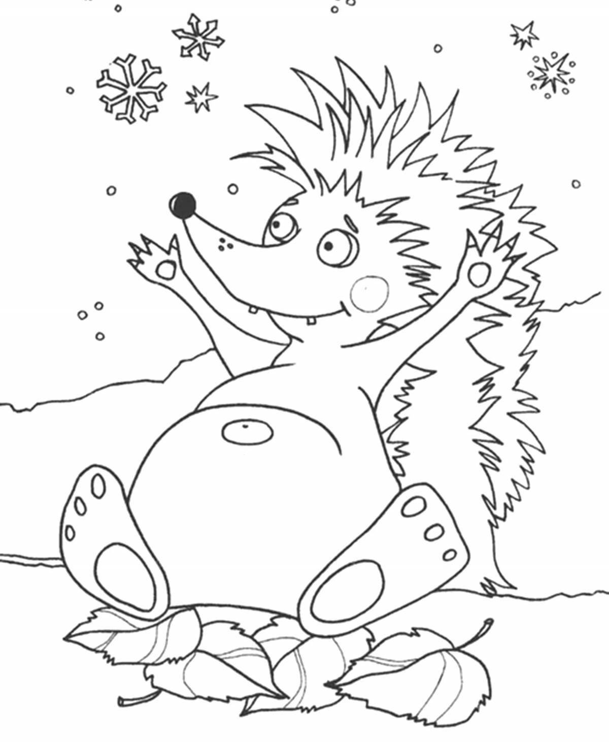 Luxury coloring hedgehog new year