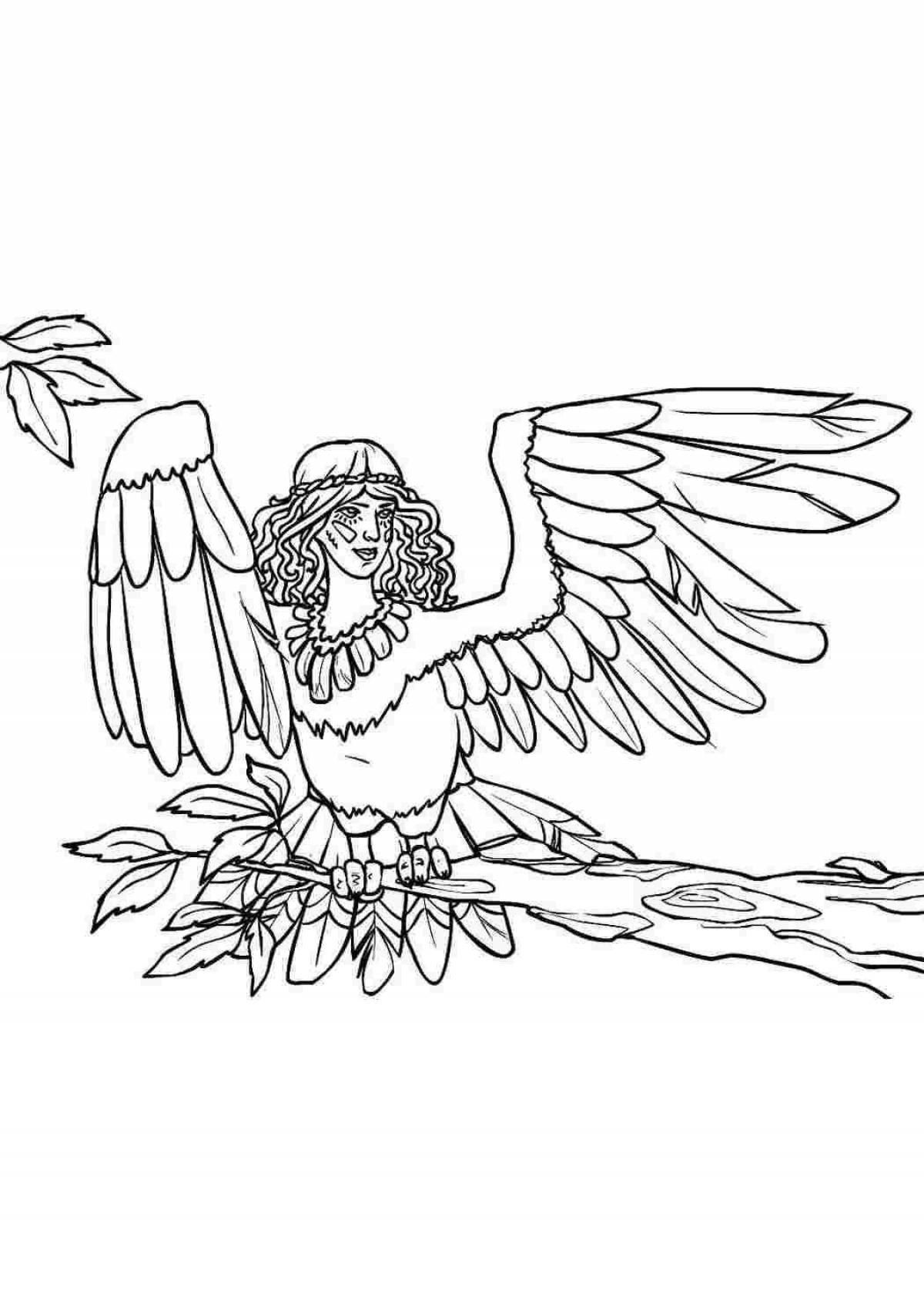 Блестящая раскраска sirin bird