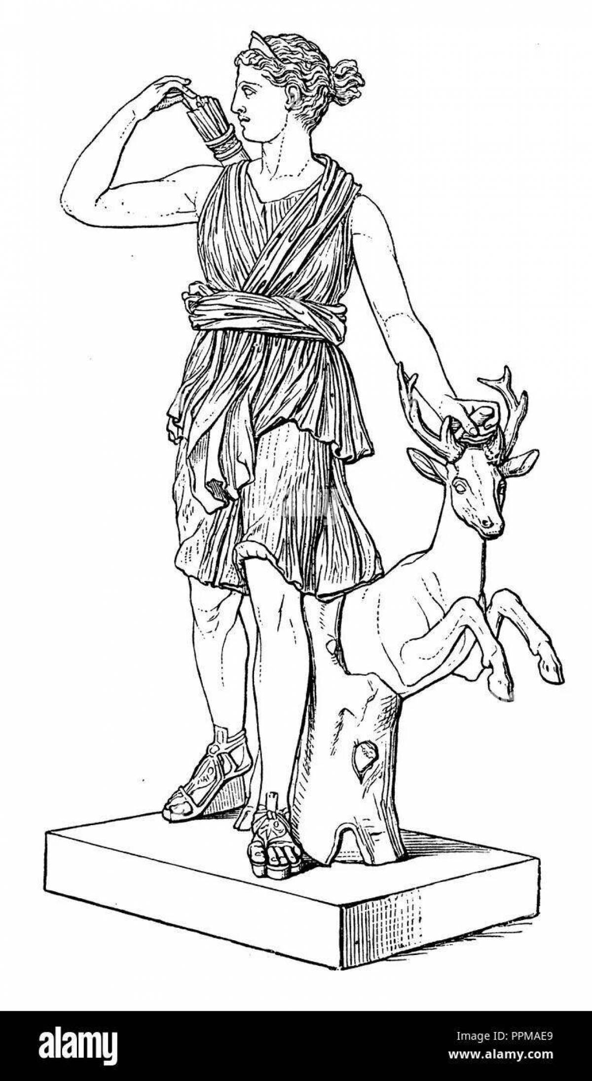 Photo Shining goddess artemis coloring book