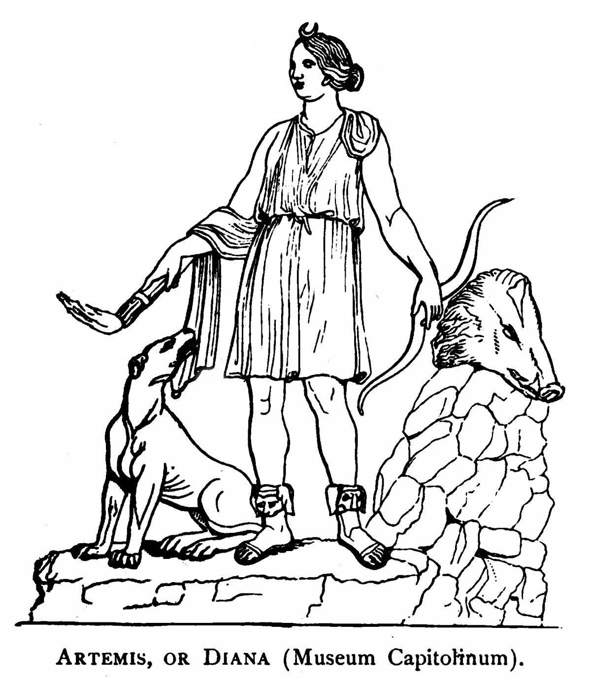 Elegant coloring of the goddess Artemis