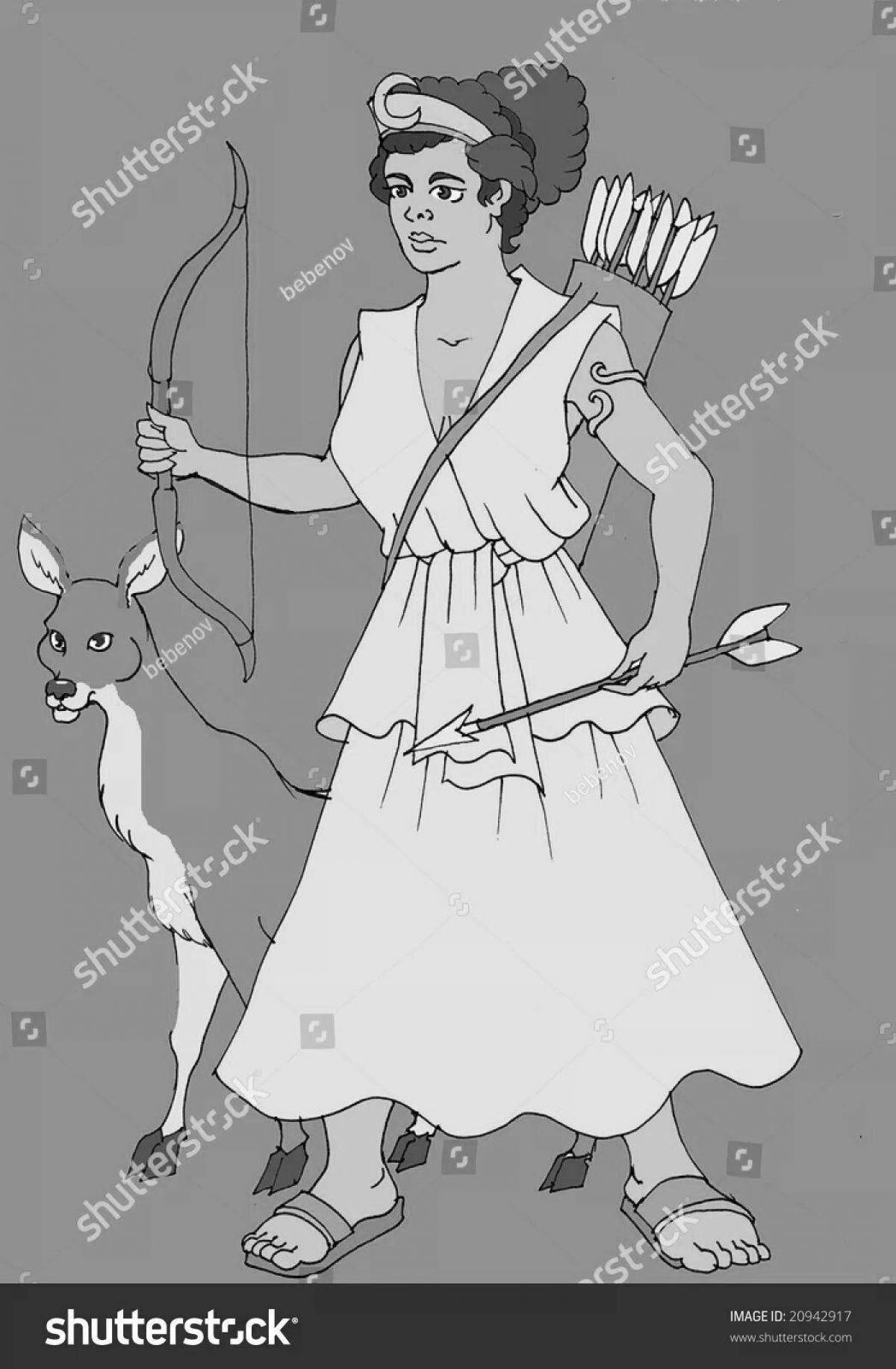 Impeccable coloring of goddess artemis