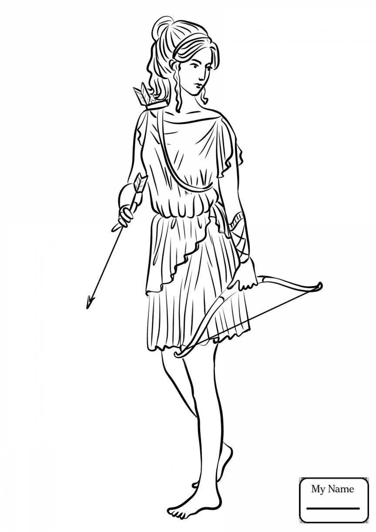 Violent coloring of the goddess Artemis